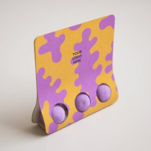 Individuell bedruckter Blister mit drei farbigen Samenbomben